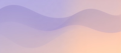 Wide abstract banner of soft flowing gradient waves in lavender and peach, smooth and minimal, generated at 21:9